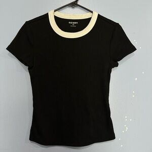 Old Navy Black Tee with White Trim